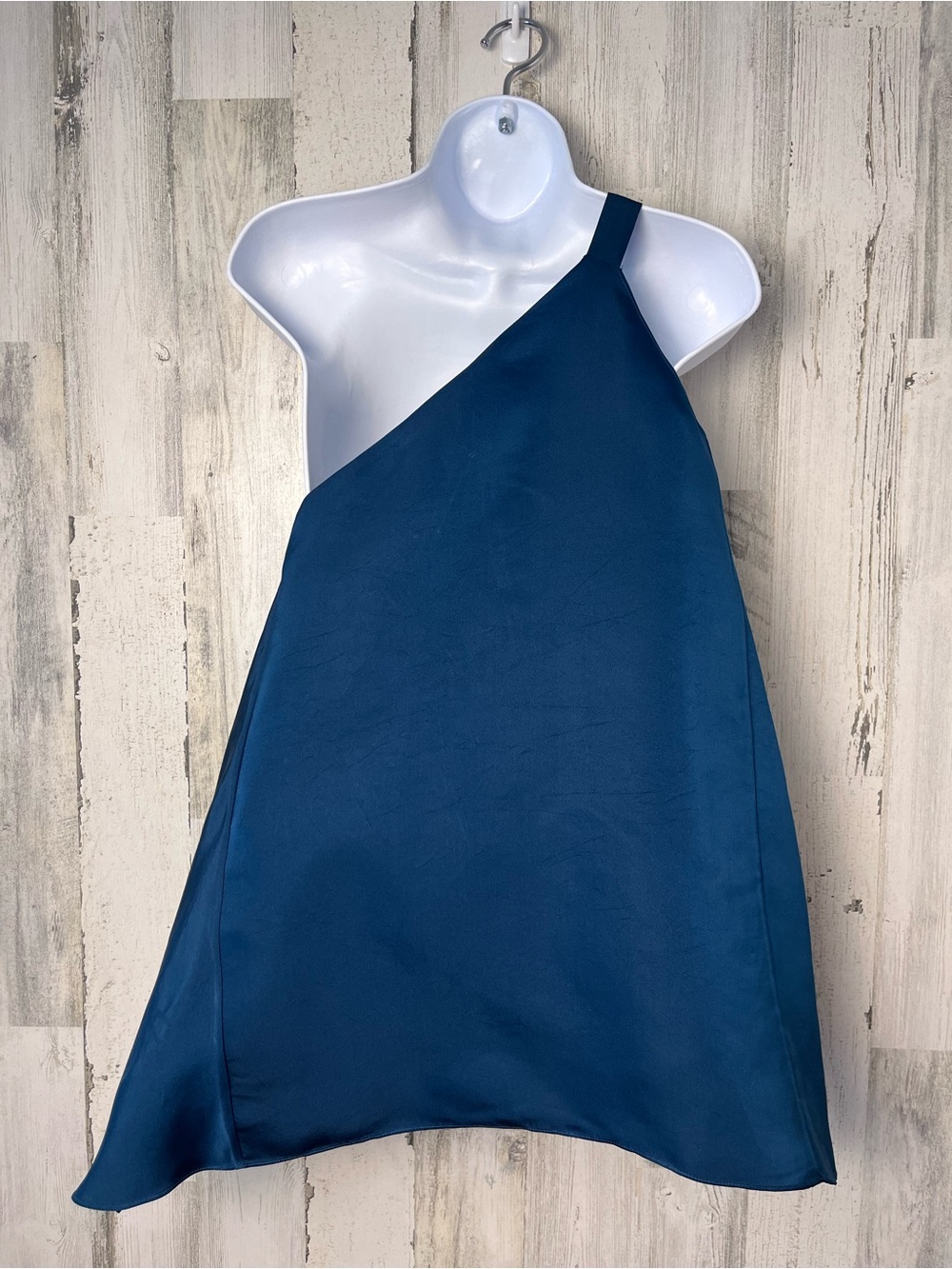 Narciso Rodriguez Teal Blue Draped One Shoulder Silk  Top 38 - Picture 2 of 10